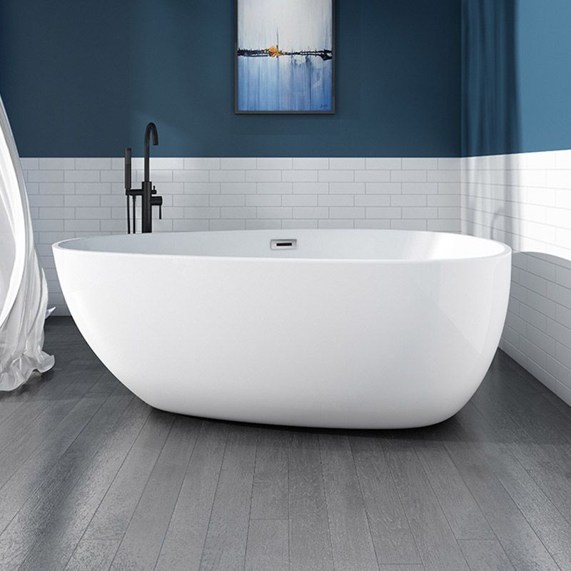 Polished Finish Acrylic Oval Bath Tub Soaking Stand Alone Tub with Drain Clearhalo 'Bathroom Remodel & Bathroom Fixtures' 'Bathtubs' 'Home Improvement' 'home_improvement' 'home_improvement_bathtubs' 'Showers & Bathtubs' 1200x1200_046dcb65-9e62-4a09-8fe6-5b42a2e43026