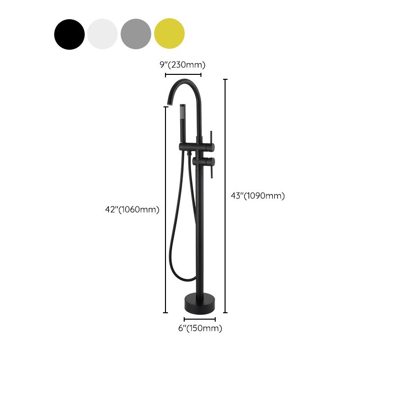 Modern Style Freestanding Tub Filler Floor Mount Freestanding Tub Filler with Hand Shower Clearhalo 'Bathroom Remodel & Bathroom Fixtures' 'Bathtub Faucets' 'bathtub_faucets' 'Home Improvement' 'home_improvement' 'home_improvement_bathtub_faucets' 1200x1200_0489be91-d336-4136-a1ae-a968c1b4189d