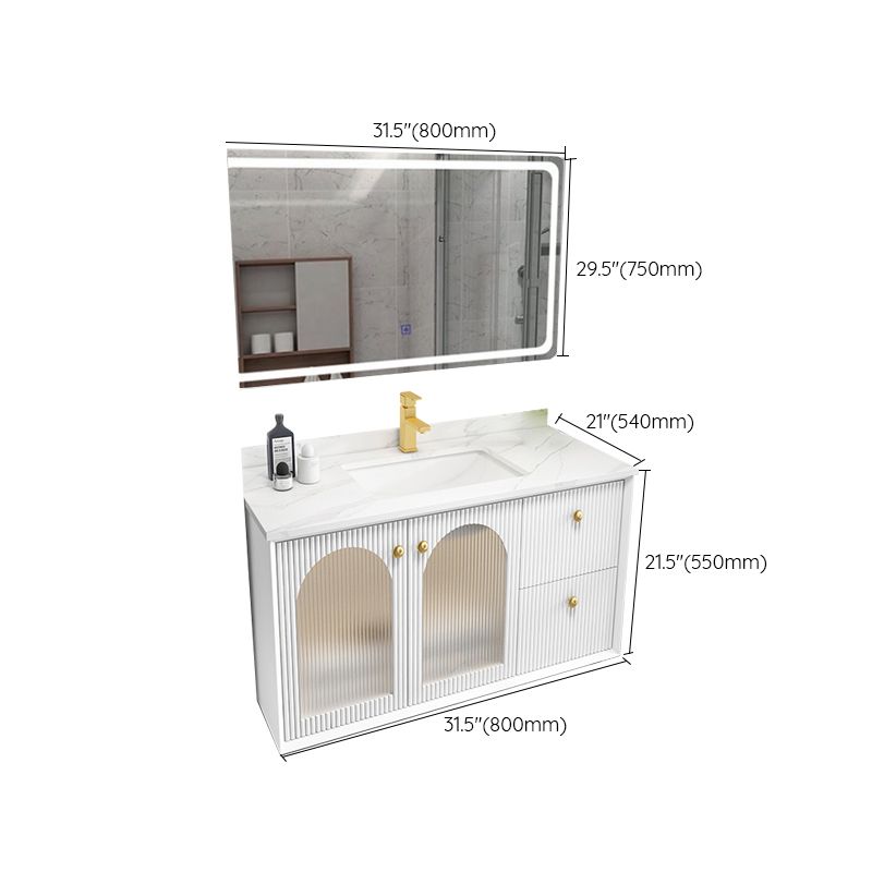 Waterproof Bathroom Vanity Rectangle Single Sink Wood Frame Wall-Mounted Drawers Vanity Clearhalo 'Bathroom Remodel & Bathroom Fixtures' 'Bathroom Vanities' 'bathroom_vanities' 'Home Improvement' 'home_improvement' 'home_improvement_bathroom_vanities' 1200x1200_04a767b8-f300-4231-a07a-142446511a8e