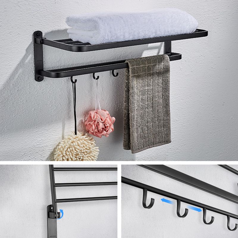 Modern Matte Black Bathroom Accessory Set with Towel Bar/Bath Shelf & Robe Hooks Clearhalo 'Bathroom Hardware Sets' 'Bathroom Hardware' 'Bathroom Remodel & Bathroom Fixtures' 'bathroom_hardware_sets' 'Home Improvement' 'home_improvement' 'home_improvement_bathroom_hardware_sets' 1200x1200_04ab2abe-b517-4f7a-82dc-64d49fa5a23f