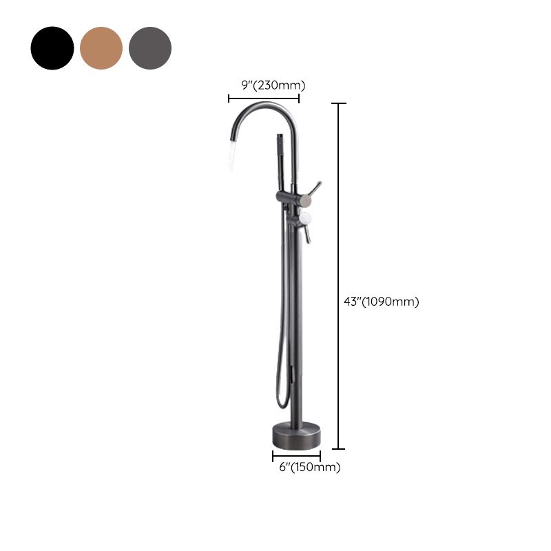 Floor Mounted Metal Freestanding Tub Filler Swivel Freestanding Faucet with Spray Gun Clearhalo 'Bathroom Remodel & Bathroom Fixtures' 'Bathtub Faucets' 'bathtub_faucets' 'Home Improvement' 'home_improvement' 'home_improvement_bathtub_faucets' 1200x1200_04b1b9cf-3509-4636-b58f-710b466d2116