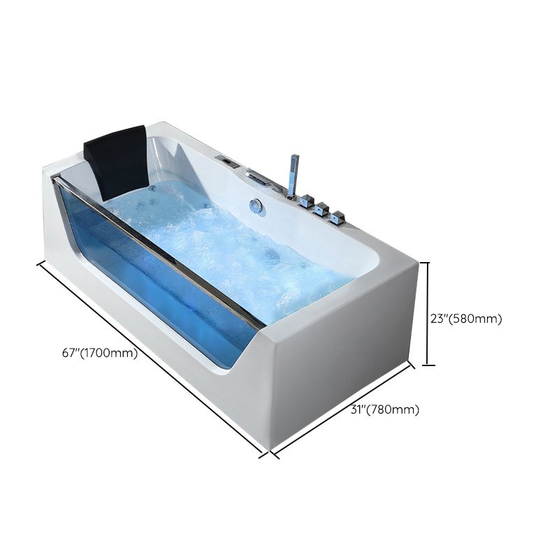 Contemporary Acrylic Back to Wall Bathtub Rectangle Air/Whirlpool/Soaking Bathtub Clearhalo 'Bathroom Remodel & Bathroom Fixtures' 'Bathtubs' 'Home Improvement' 'home_improvement' 'home_improvement_bathtubs' 'Showers & Bathtubs' 1200x1200_04b3adea-0f39-48d6-a7e0-1d6e28618bdc