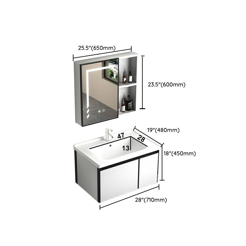 Modern Vanity Set Metal Frame Wall-Mounted with Soft Close Door Clearhalo 'Bathroom Remodel & Bathroom Fixtures' 'Bathroom Vanities' 'bathroom_vanities' 'Home Improvement' 'home_improvement' 'home_improvement_bathroom_vanities' 1200x1200_04c4b559-122e-43f3-bdba-ff25400177af
