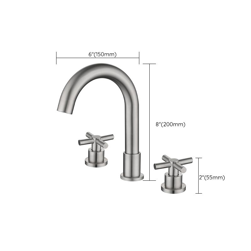 Stainless Steel Sink Faucet Circular Cross Handles Faucet for Bathroom Clearhalo 'bathroom_sink_faucets' 'Conjunta de Baño y Conjunta de Grifo' 'Coronamiento de Baño y Dispositivo de Baño' 'Grifo del lavabo del baño' 'Hogar' 'home_improvement' 'home_improvement_bathroom_sink_faucets' 'Mejoras para el hogar' 1200x1200_04d978c1-a7b4-4533-b74c-9b28a97b538b