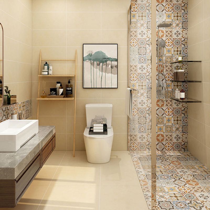 Morocco Square Tile Flower Pattern Singular Tile for Bathroom Clearhalo 'Floor Tiles & Wall Tiles' 'floor_tiles_wall_tiles' 'Flooring 'Home Improvement' 'home_improvement' 'home_improvement_floor_tiles_wall_tiles' Walls and Ceiling' 1200x1200_04eedae6-da0c-4c87-978d-380aa4da71fc