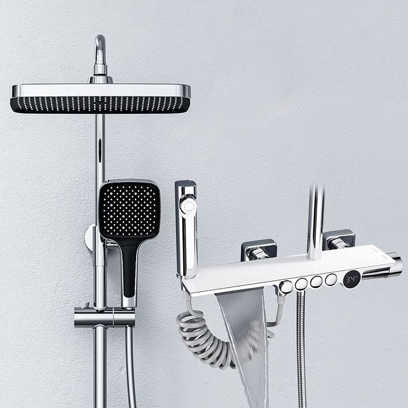 Rectangle Shower Combo Digital Display Adjustable Spray Pattern Wall Mount Shower System Clearhalo 'Bathroom Remodel & Bathroom Fixtures' 'Home Improvement' 'home_improvement' 'home_improvement_shower_faucets' 'Shower Faucets & Systems' 'shower_faucets' 'Showers & Bathtubs Plumbing' 'Showers & Bathtubs' 1200x1200_04f7faf4-5415-415c-8ce0-80b3ff0c55de