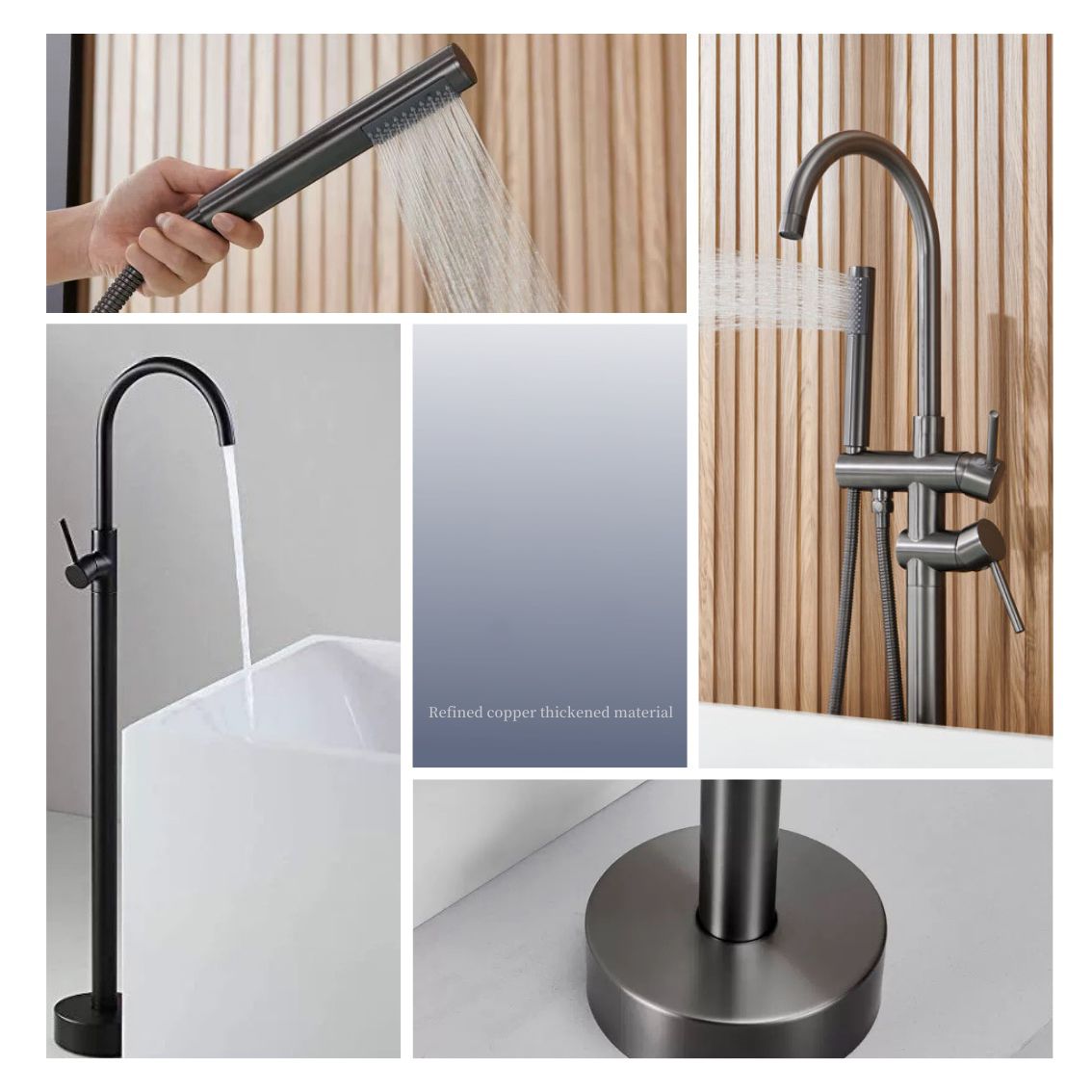 Floor Mounted Copper Freestanding Tub Filler Simple High Arc Freestanding Tub Filler Trim Clearhalo 'Bathroom Remodel & Bathroom Fixtures' 'Bathtub Faucets' 'bathtub_faucets' 'Home Improvement' 'home_improvement' 'home_improvement_bathtub_faucets' 1200x1200_0510e5a7-3784-4254-9477-9b19b564e4ac