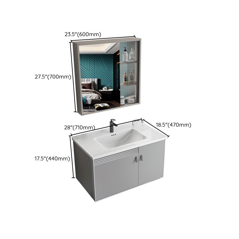 Metal Base Sink Vanity Modern Wall Mount Gray Single-Sink Rectangular Vanity Set Clearhalo 'Bathroom Remodel & Bathroom Fixtures' 'Bathroom Vanities' 'bathroom_vanities' 'Home Improvement' 'home_improvement' 'home_improvement_bathroom_vanities' 1200x1200_05249217-db16-4b8c-9d51-d4d4bc5e8129