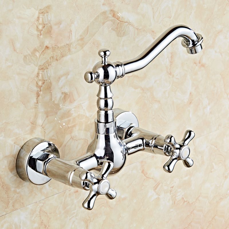 Industrial Wall Mounted Bathroom Faucet Cross Handles Lavatory Faucet Clearhalo 'bathroom_sink_faucets' 'Conjuntos de Torneiras de Lavatório e Banheiro' 'home_improvement' 'home_improvement_bathroom_sink_faucets' 'Mobiliário Doméstico' 'Página inicial' 'Renovação e equipamento de casa de banho' 'Torneira para lavatório de banheiro' 1200x1200_05332648-8cd2-4ddf-9ac9-f1c6421c0804