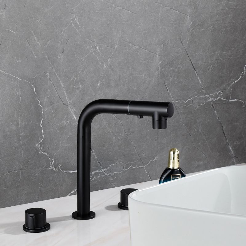 Pull-out Widespread Sink Faucet 2-Handle Vessel Sink Faucet with Angle Valve and Drain Clearhalo 'bathroom_sink_faucets' 'Conjunta de Baño y Conjunta de Grifo' 'Coronamiento de Baño y Dispositivo de Baño' 'Grifo del lavabo del baño' 'Hogar' 'home_improvement' 'home_improvement_bathroom_sink_faucets' 'Mejoras para el hogar' 1200x1200_0533998e-14d9-44d5-bf1b-795a8f98d03d