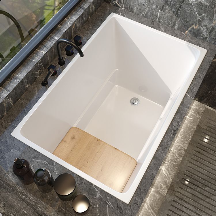 Modern White Acrylic Embedded Bathtub with Drain Bath Tub and Solid Wood Base Plate Clearhalo 'Bathroom Remodel & Bathroom Fixtures' 'Bathtubs' 'Home Improvement' 'home_improvement' 'home_improvement_bathtubs' 'Showers & Bathtubs' 1200x1200_053a55ee-b8c5-406f-8610-db2463944ef5