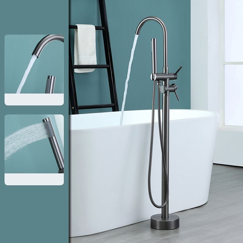 Floor Mounted Metal Freestanding Tub Filler Two Handles Freestanding Tub Filler Trim Clearhalo 'Bathroom Remodel & Bathroom Fixtures' 'Bathtub Faucets' 'bathtub_faucets' 'Home Improvement' 'home_improvement' 'home_improvement_bathtub_faucets' 1200x1200_05508cb7-7c8c-4306-8032-4172f7bb00aa