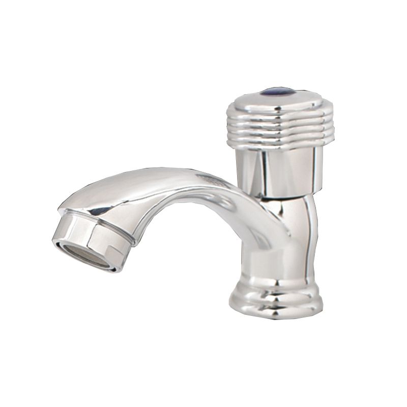 Contemporary Faucet Knob Handle Low Arc Zinc Faucet in Silver Clearhalo 'Bathroom Remodel & Bathroom Fixtures' 'Bathroom Sink Faucets' 'Bathroom Sinks & Faucet Components' 'bathroom_sink_faucets' 'Home Improvement' 'home_improvement' 'home_improvement_bathroom_sink_faucets' 1200x1200_057a1f01-f5ae-41af-b296-c23c9812f75a