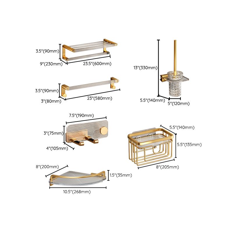 Modern Golden Bathroom Accessory As Individual Or As a Set with Bath Shelf Clearhalo 'Bathroom Hardware Sets' 'Bathroom Hardware' 'Bathroom Remodel & Bathroom Fixtures' 'bathroom_hardware_sets' 'Home Improvement' 'home_improvement' 'home_improvement_bathroom_hardware_sets' 1200x1200_0583f3b3-e749-45f5-9a3c-e5981a928e4b