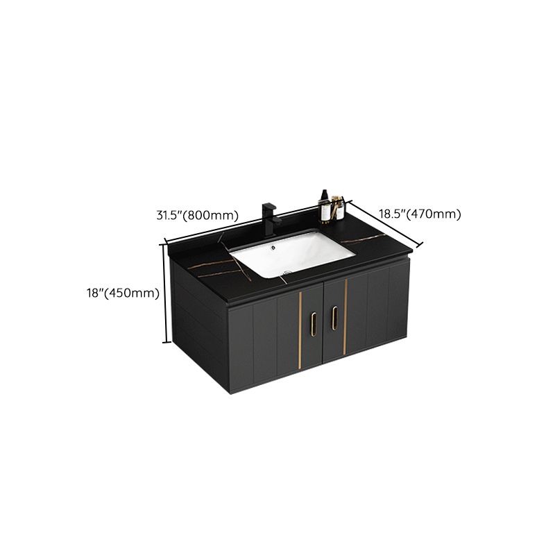 Modern Single Sink Vanity Black Ceramic Bath Vanity with Soft Close Door Clearhalo 'Bathroom Remodel & Bathroom Fixtures' 'Bathroom Vanities' 'bathroom_vanities' 'Home Improvement' 'home_improvement' 'home_improvement_bathroom_vanities' 1200x1200_05b548b4-e8b2-4fb0-aea9-e8b7d83a8a0a