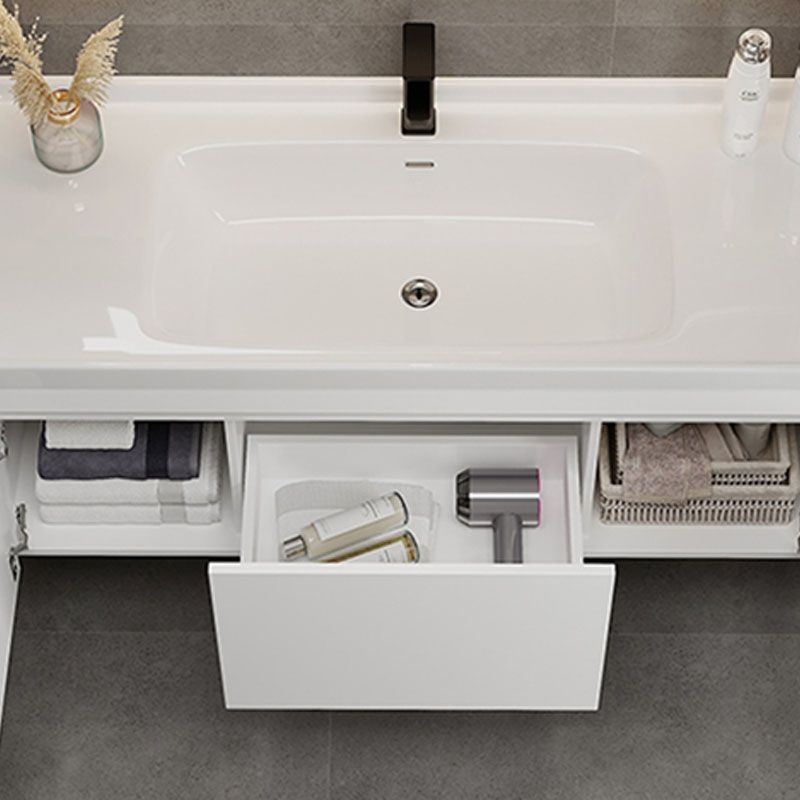 White Modern Wall Mounted Standard Open Console with Sink Set Clearhalo 'Bathroom Remodel & Bathroom Fixtures' 'Bathroom Vanities' 'bathroom_vanities' 'Home Improvement' 'home_improvement' 'home_improvement_bathroom_vanities' 1200x1200_05bfd610-3948-4fe7-a908-df39dde34090