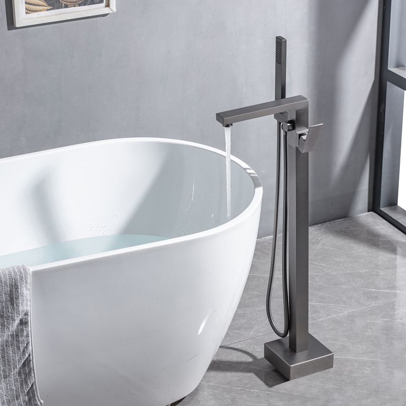 Floor Mounted Metal Freestanding Tub Filler Swivel Freestanding Faucet with Spray Gun Clearhalo 'Bathroom Remodel & Bathroom Fixtures' 'Bathtub Faucets' 'bathtub_faucets' 'Home Improvement' 'home_improvement' 'home_improvement_bathtub_faucets' 1200x1200_05dbc947-1b7a-4fc9-a1b5-ad990cd9597f