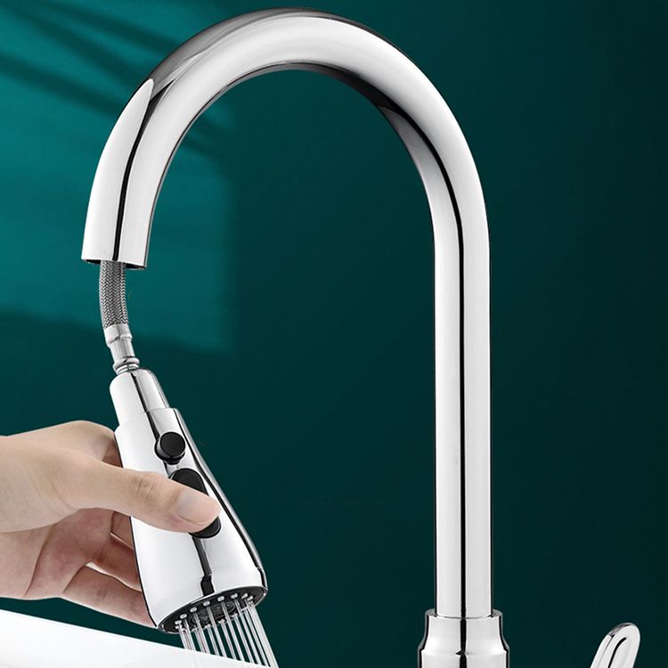 Swivel Spout Kitchen Faucet Gooseneck No Sensor with Pull Out Sprayer Clearhalo 'Home Improvement' 'home_improvement' 'home_improvement_kitchen_faucets' 'Kitchen Faucets' 'Kitchen Remodel & Kitchen Fixtures' 'Kitchen Sinks & Faucet Components' 'kitchen_faucets' 1200x1200_05ecd64e-cca6-4656-9a3d-b78e489f928b