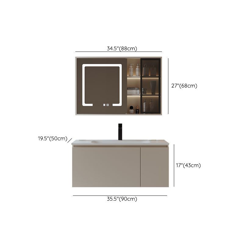 Glam Wood Frame Vanity White Single Sink Rectangular Wall-Mounted Vanity with Mirror Clearhalo 'Bathroom Remodel & Bathroom Fixtures' 'Bathroom Vanities' 'bathroom_vanities' 'Home Improvement' 'home_improvement' 'home_improvement_bathroom_vanities' 1200x1200_05f8f2b4-c165-422b-b920-750d838c570d