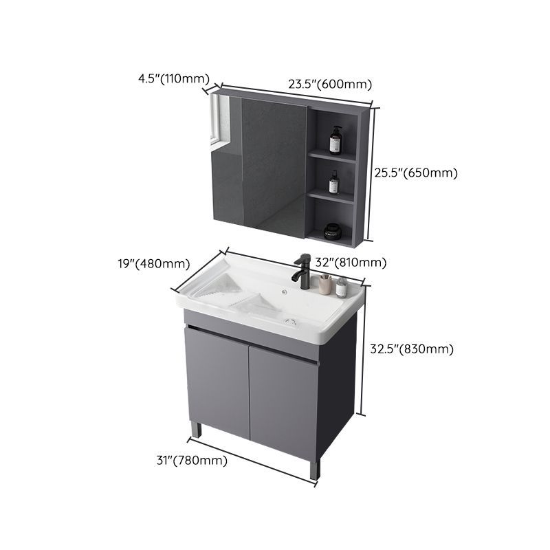 Modern Ceramic Rectangular Vanity Sink Single-Sink Freestanding Vanity Set Clearhalo 'Bathroom Remodel & Bathroom Fixtures' 'Bathroom Vanities' 'bathroom_vanities' 'Home Improvement' 'home_improvement' 'home_improvement_bathroom_vanities' 1200x1200_0618298c-43eb-49ad-b02e-4bf021281dca