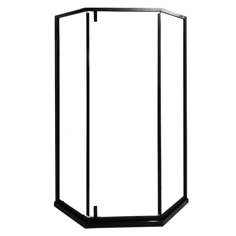 Transparent Diamond Shape Glass Shower Bath Door Metal Black Framed Shower Door Clearhalo 'Bathroom Remodel & Bathroom Fixtures' 'Home Improvement' 'home_improvement' 'home_improvement_shower_tub_doors' 'Shower and Tub Doors' 'shower_tub_doors' 'Showers & Bathtubs' 1200x1200_061c3e7a-fff1-4789-8b2b-afa1653dd59a