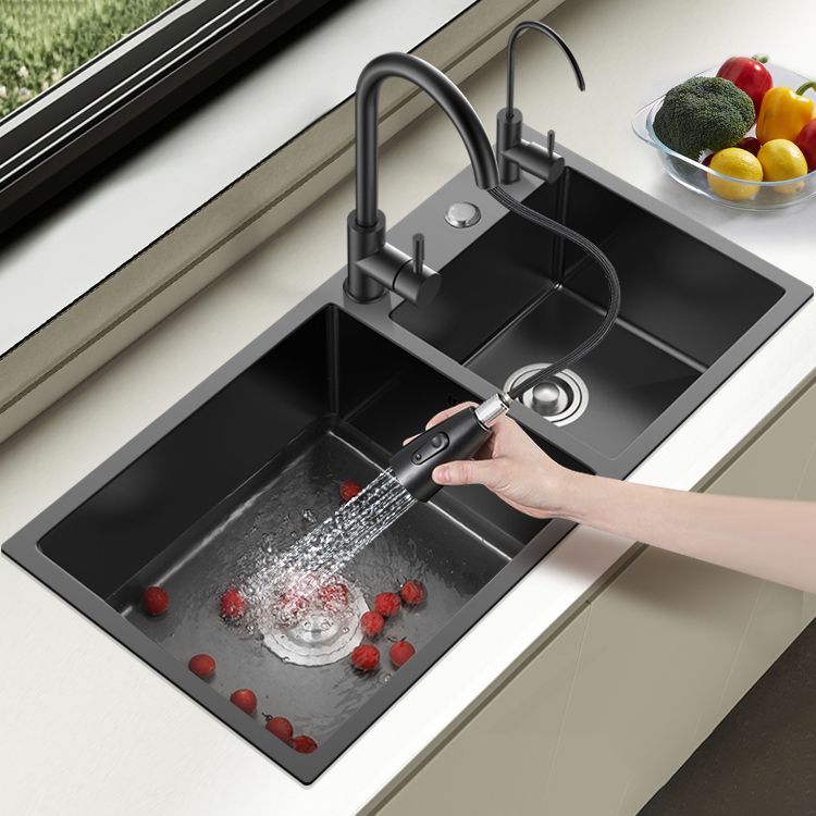 Scratch Resistant Kitchen Sink Stainless Steel Double Sink Black Undermount Kitchen Sink Clearhalo 'Home Improvement' 'home_improvement' 'home_improvement_kitchen_sinks' 'Kitchen Remodel & Kitchen Fixtures' 'Kitchen Sinks & Faucet Components' 'Kitchen Sinks' 'kitchen_sinks' 1200x1200_061e410c-d412-4fa4-9369-51b1f0cb2c34