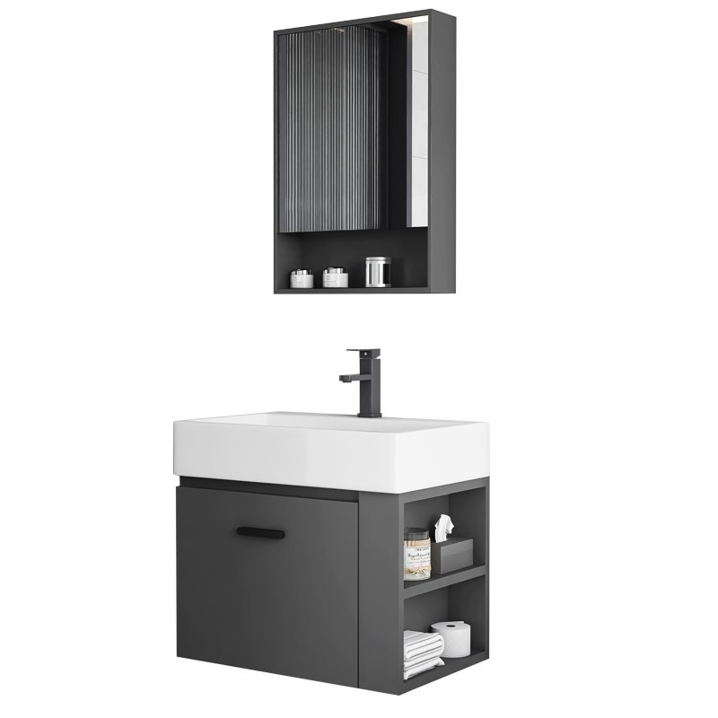 Modern Dark Gray Ceramic Vanity Single-Sink Wall Mount Vanity Sink Clearhalo 'Bathroom Remodel & Bathroom Fixtures' 'Bathroom Vanities' 'bathroom_vanities' 'Home Improvement' 'home_improvement' 'home_improvement_bathroom_vanities' 1200x1200_06262467-7bbb-4227-a804-9c764c37c6ac