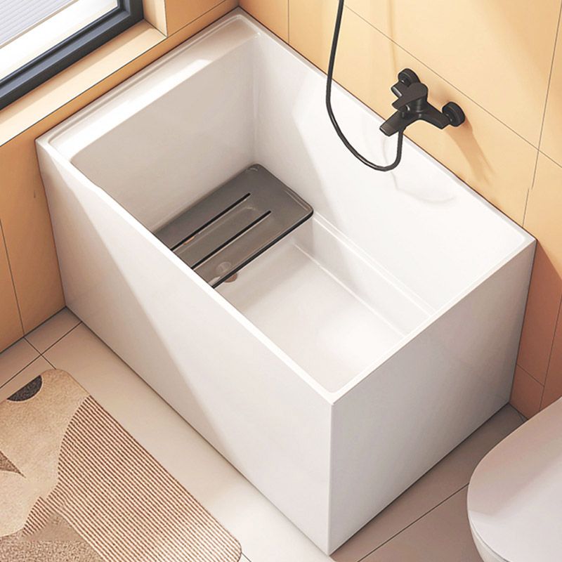 Modern Rectangle White Acrylic Bathtub Back to Wall with Drain Bath Tub Clearhalo 'Bathroom Remodel & Bathroom Fixtures' 'Bathtubs' 'Home Improvement' 'home_improvement' 'home_improvement_bathtubs' 'Showers & Bathtubs' 1200x1200_0629b5bb-3f11-480c-ac57-2a5097a3c0b8