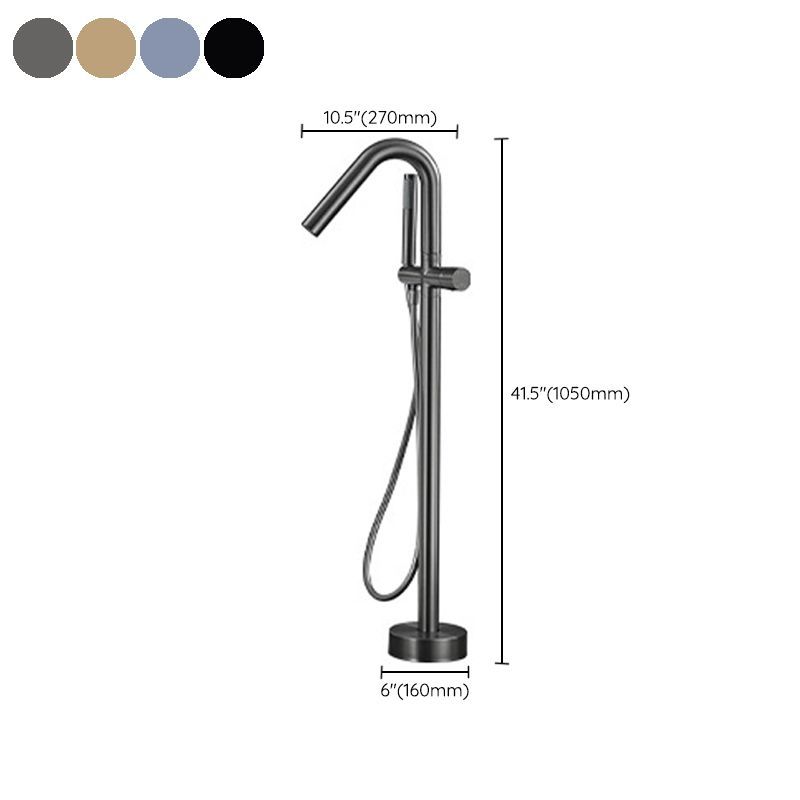 Floor Mounted Metal Freestanding Tub Filler Hand Shower Freestanding Faucet Clearhalo 'Bathroom Remodel & Bathroom Fixtures' 'Bathtub Faucets' 'bathtub_faucets' 'Home Improvement' 'home_improvement' 'home_improvement_bathtub_faucets' 1200x1200_0633c4da-5c05-4b95-a346-87e2acd14f47