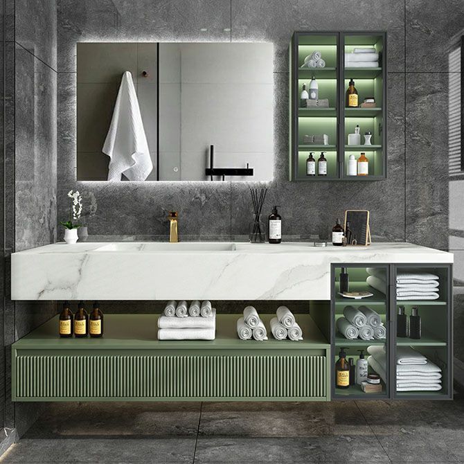 Modern Wall Mount Sink Vanity in Green with Mirror Drawers for Bathroom Clearhalo 'Bathroom Remodel & Bathroom Fixtures' 'Bathroom Vanities' 'bathroom_vanities' 'Home Improvement' 'home_improvement' 'home_improvement_bathroom_vanities' 1200x1200_0641e782-0d3a-4767-b0e5-33bacc9b7239