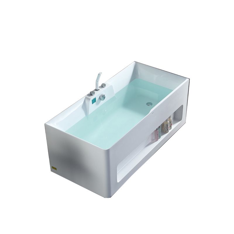 Modern Style Acrylic Bathtub Rectangle Back to Wall Bathroom Bathtub in White Clearhalo 'Bathroom Remodel & Bathroom Fixtures' 'Bathtubs' 'Home Improvement' 'home_improvement' 'home_improvement_bathtubs' 'Showers & Bathtubs' 1200x1200_064aeea6-342a-4301-ac38-bd1c159c679a