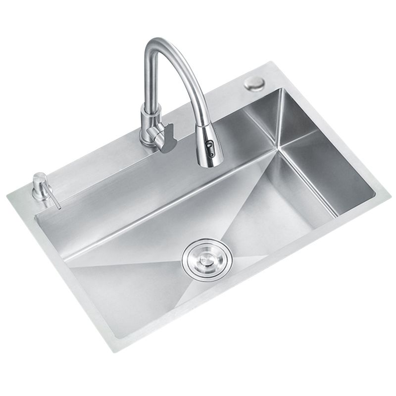 Classic Style Kitchen Sink Stainless Steel Colorfast Kitchen Sink with Drain Strainer Kit Clearhalo 'Home Improvement' 'home_improvement' 'home_improvement_kitchen_sinks' 'Kitchen Remodel & Kitchen Fixtures' 'Kitchen Sinks & Faucet Components' 'Kitchen Sinks' 'kitchen_sinks' 1200x1200_06502cd2-450b-4362-a0d3-9b8f64b8997e