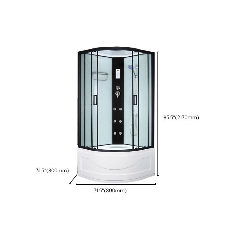 Black Framed Shower Enclosure Double Sliding Round Shower Stall Clearhalo 'Bathroom Remodel & Bathroom Fixtures' 'Home Improvement' 'home_improvement' 'home_improvement_shower_stalls_enclosures' 'Shower Stalls & Enclosures' 'shower_stalls_enclosures' 'Showers & Bathtubs' 1200x1200_0659e018-3c8e-4d60-8b70-8e03ebd99e5b