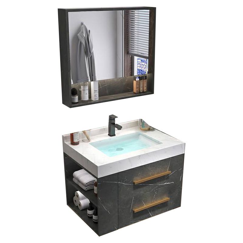 Wall Mount Single-Sink Modern Black Open Console with Sink Set Clearhalo 'Bathroom Remodel & Bathroom Fixtures' 'Bathroom Vanities' 'bathroom_vanities' 'Home Improvement' 'home_improvement' 'home_improvement_bathroom_vanities' 1200x1200_06618ada-02ac-49b4-a358-bfc3877d4a9f