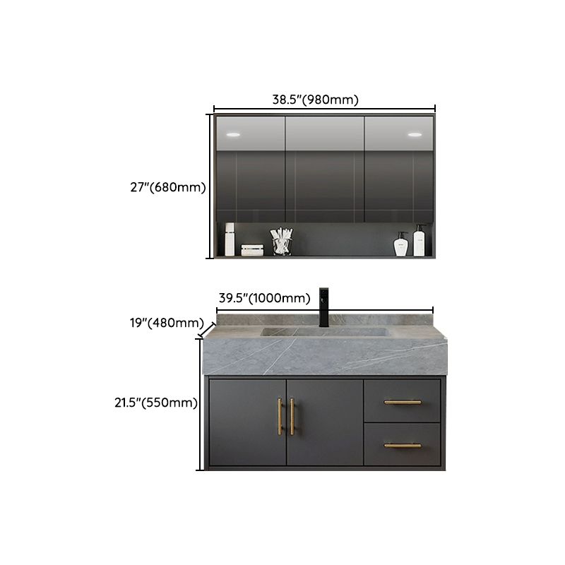 Grey Wall-Mounted Modern Single-Sink Rectangular Wood Bathroom Vanity Set Clearhalo 'Bathroom Remodel & Bathroom Fixtures' 'Bathroom Vanities' 'bathroom_vanities' 'Home Improvement' 'home_improvement' 'home_improvement_bathroom_vanities' 1200x1200_066b137f-856d-4846-8667-3720a220dbc7