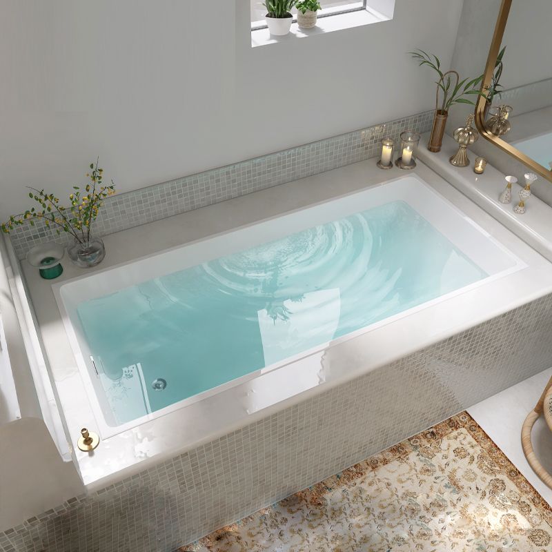 Modern Acrylic Rectangle Embedded with Drain Bath Tub and Overflow Hole Clearhalo 'Bathroom Remodel & Bathroom Fixtures' 'Bathtubs' 'Home Improvement' 'home_improvement' 'home_improvement_bathtubs' 'Showers & Bathtubs' 1200x1200_066e50a3-c7d8-473e-a2e2-c528db8471ba