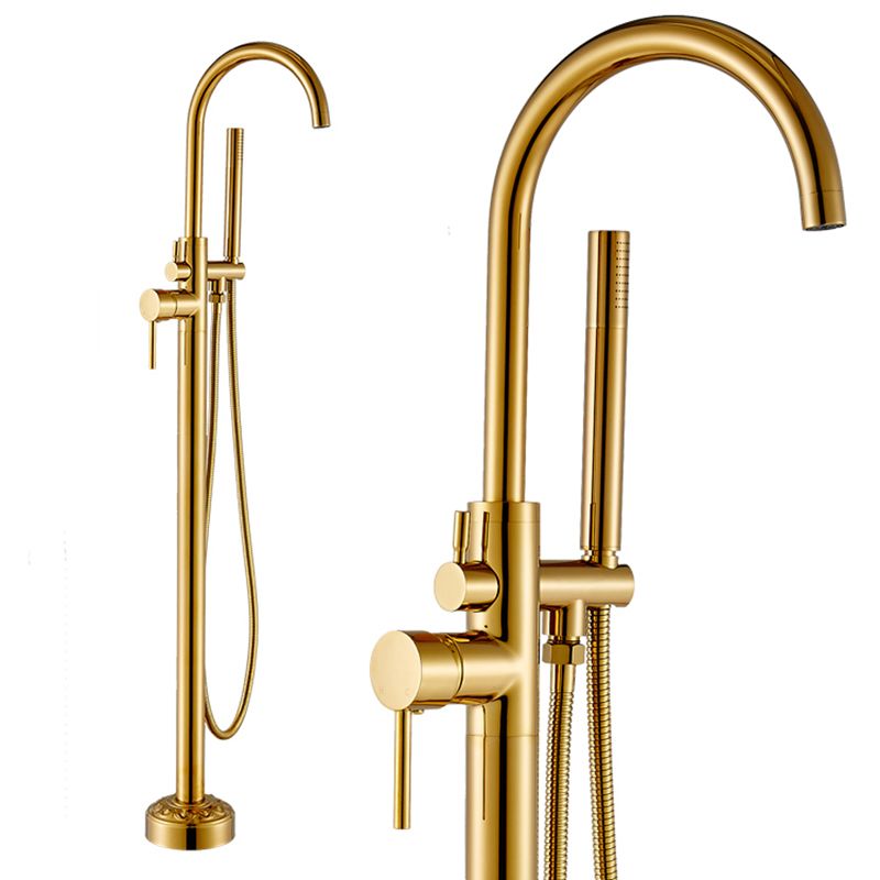 Floor Mounted Metal Freestanding Tub Filler Single Handle Freestanding Faucet with Hose Clearhalo 'Bathroom Remodel & Bathroom Fixtures' 'Bathtub Faucets' 'bathtub_faucets' 'Home Improvement' 'home_improvement' 'home_improvement_bathtub_faucets' 1200x1200_0673f759-4c94-41c1-a3f6-fadbac1af7d2