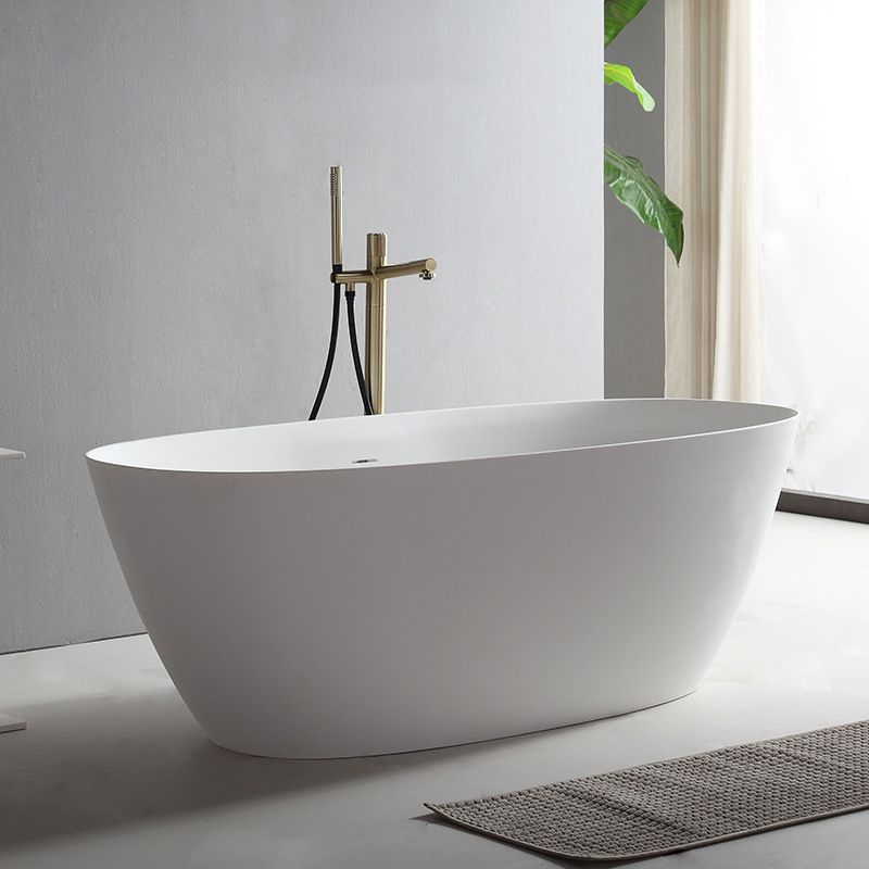 Contemporary White Bath Tub with Overflow Trim Oval Soaking Tub for Home Clearhalo 'Bathroom Remodel & Bathroom Fixtures' 'Bathtubs' 'Home Improvement' 'home_improvement' 'home_improvement_bathtubs' 'Showers & Bathtubs' 1200x1200_0683886b-680c-449d-8b89-eb95b8e08c47