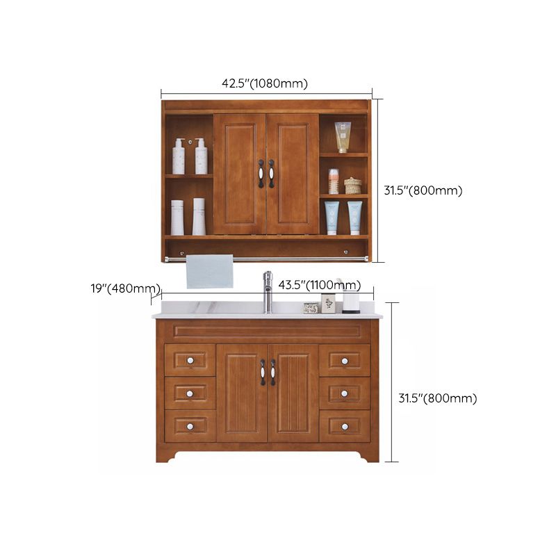 Traditional Wood Sink Vanity Freestanding Bathroom Vanity Set with Mirror Clearhalo 'Bathroom Remodel & Bathroom Fixtures' 'Bathroom Vanities' 'bathroom_vanities' 'Home Improvement' 'home_improvement' 'home_improvement_bathroom_vanities' 1200x1200_069fd63d-f875-42de-817a-51cd1667e07c