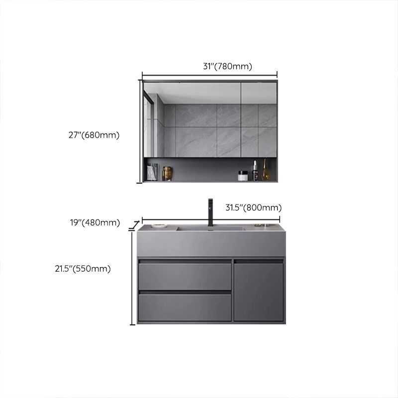 Grey Modern Wood Wall Mounted Standard Bathroom Vanity Set with Sink Clearhalo 'Bathroom Remodel & Bathroom Fixtures' 'Bathroom Vanities' 'bathroom_vanities' 'Home Improvement' 'home_improvement' 'home_improvement_bathroom_vanities' 1200x1200_06a5d701-af38-410f-afae-4a6457ce402f