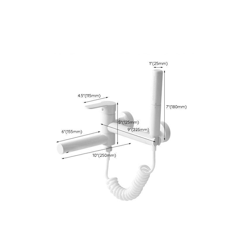 Metal Modern Bathroom Faucet White Single Handle Bath Filler Trim Clearhalo 'Bathroom Remodel & Bathroom Fixtures' 'Bathtub Faucets' 'bathtub_faucets' 'Home Improvement' 'home_improvement' 'home_improvement_bathtub_faucets' 1200x1200_06ae779e-9626-404b-b515-cb22054cc295