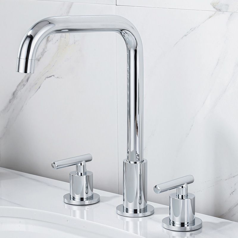 High-Arc Sink Faucet 3 Hole Lever Handle Bathroom Faucet with Water Hose Clearhalo 'Accueil' 'Amélioration Domiciliaire' 'bathroom_sink_faucets' 'Ensembles de Lavabo & de Robinet de Toilette' 'home_improvement' 'home_improvement_bathroom_sink_faucets' 'Robinet de Lavabo de Salle de Bain' 'Rénovation et Équipement de Salle de Bain' 1200x1200_06c4b3af-a1ba-4c5e-b934-2ddb239d4ba0