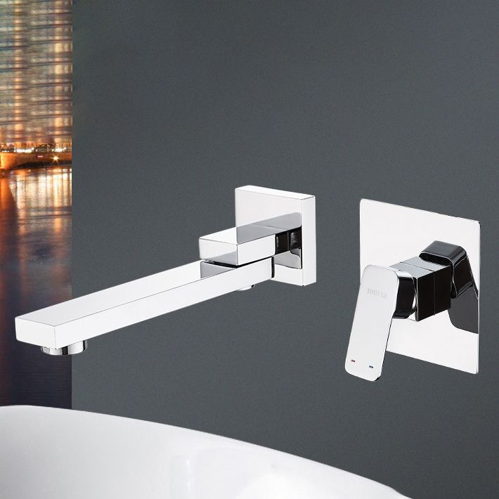 Modern Bathroom Sink Faucet Metal Widespread Wall Mounted Sink Faucet Clearhalo 'Bathroom Remodel & Bathroom Fixtures' 'Bathroom Sink Faucets' 'Bathroom Sinks & Faucet Components' 'bathroom_sink_faucets' 'Home Improvement' 'home_improvement' 'home_improvement_bathroom_sink_faucets' 1200x1200_06d6620a-f450-4ab4-a3b1-fc57086784e8