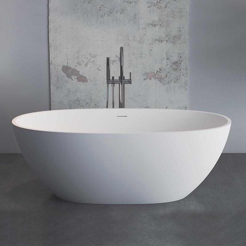 Stone Oval Soaking Bathtub Antique Finish Back to Wall Bath Tub Clearhalo 'Bathroom Remodel & Bathroom Fixtures' 'Bathtubs' 'Home Improvement' 'home_improvement' 'home_improvement_bathtubs' 'Showers & Bathtubs' 1200x1200_06d86fa4-3d0b-40ec-9ee9-a80bb888d24b