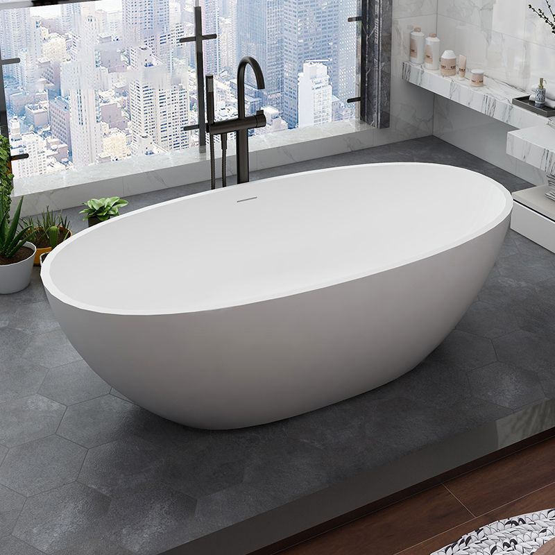 Modern Stone Ellipse Bathtub Freestand Soaking Bathtub with Drain Bath Tub Clearhalo 'Bathroom Remodel & Bathroom Fixtures' 'Bathtubs' 'Home Improvement' 'home_improvement' 'home_improvement_bathtubs' 'Showers & Bathtubs' 1200x1200_06daf2da-b735-446f-87af-66b8bc734870