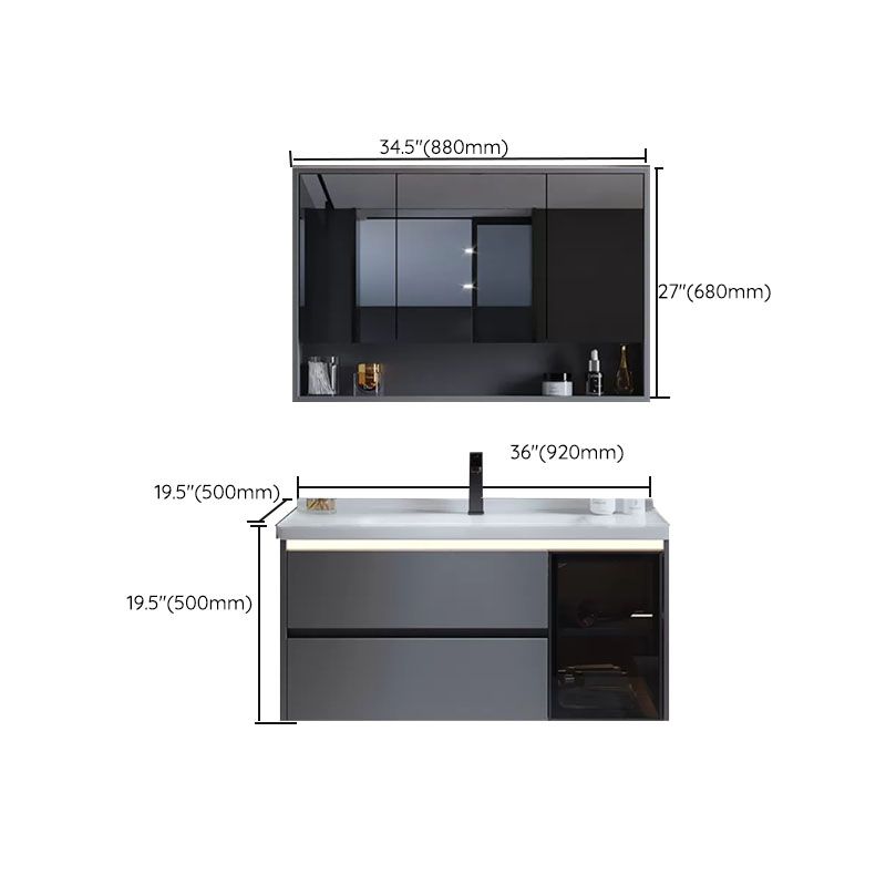 Grey Modern Wall Mounted Standard Open Console with Sink Set Clearhalo 'Bathroom Remodel & Bathroom Fixtures' 'Bathroom Vanities' 'bathroom_vanities' 'Home Improvement' 'home_improvement' 'home_improvement_bathroom_vanities' 1200x1200_06ed9fcd-352e-47d7-af63-8e0fa65db78b