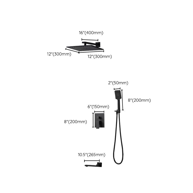 Square Black Spot Resist Shower Faucet Shower Arm Shower with Handheld Shower Head Clearhalo 'Bathroom Remodel & Bathroom Fixtures' 'Home Improvement' 'home_improvement' 'home_improvement_shower_faucets' 'Shower Faucets & Systems' 'shower_faucets' 'Showers & Bathtubs Plumbing' 'Showers & Bathtubs' 1200x1200_0712a7c7-7e3c-41a1-9e2a-47b67eb48be0