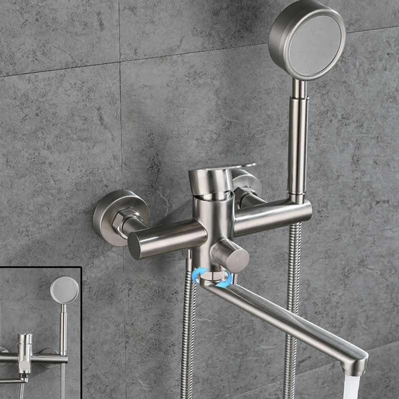 Bathroom Bathtub Faucet Rod Handle Handheld Shower Head Bathtub Faucet Clearhalo 'Bathroom Remodel & Bathroom Fixtures' 'Bathtub Faucets' 'bathtub_faucets' 'Home Improvement' 'home_improvement' 'home_improvement_bathtub_faucets' 1200x1200_074da301-6494-41d2-afe7-f6945c7a257c