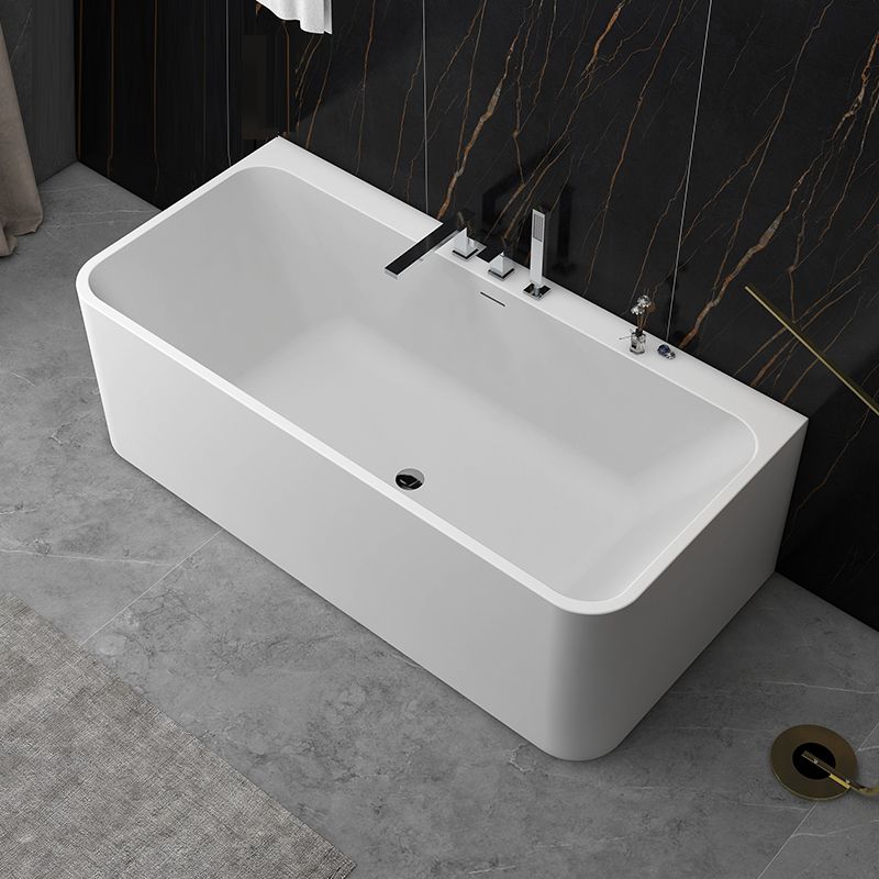 Modern Style Stone Soaking Bathtub Rectangle Back to Wall Bathtub Clearhalo 'Bathroom Remodel & Bathroom Fixtures' 'Bathtubs' 'Home Improvement' 'home_improvement' 'home_improvement_bathtubs' 'Showers & Bathtubs' 1200x1200_0753cb60-ee98-4091-a2d3-229e891ba5d7