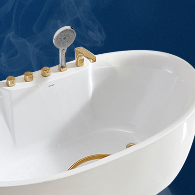 Freestanding Oval White Bath Soaking Handles Included Bathtub Clearhalo 'Bathroom Remodel & Bathroom Fixtures' 'Bathtubs' 'Home Improvement' 'home_improvement' 'home_improvement_bathtubs' 'Showers & Bathtubs' 1200x1200_07677300-adfd-4044-868b-257c923c04b3